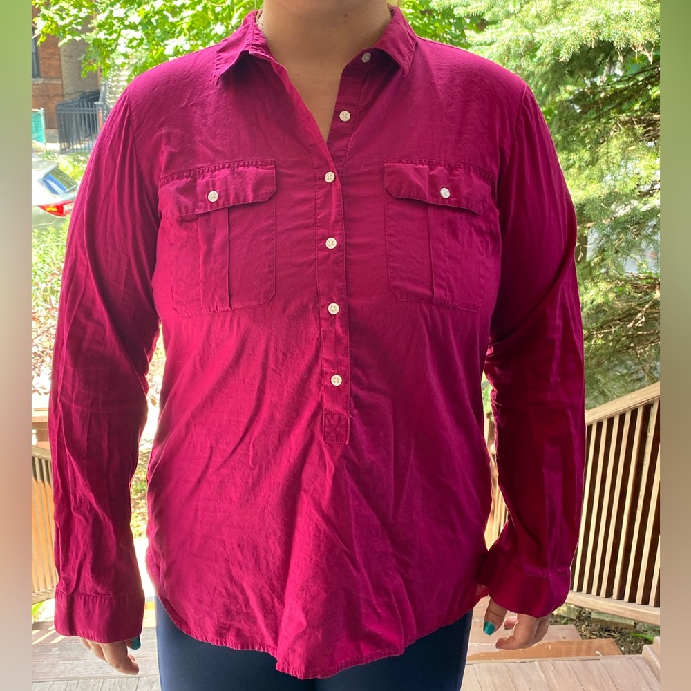 Half Button-Up Collard Shirt